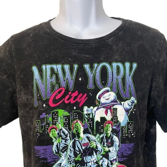 Ghostbusters New York City Graphic T Shirt Black Acid Wash Mens Large - Picture 3 of 6